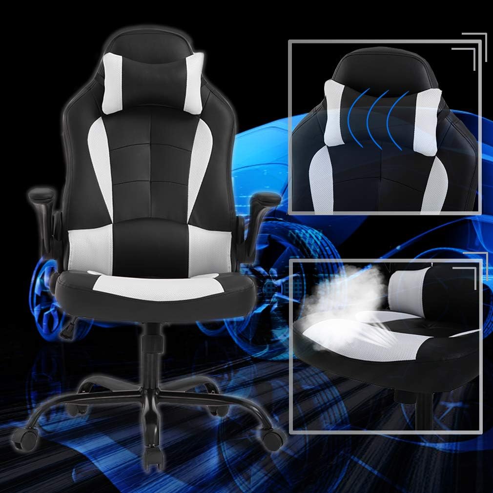 Adjustable High Back Racing Esports Chair (White)