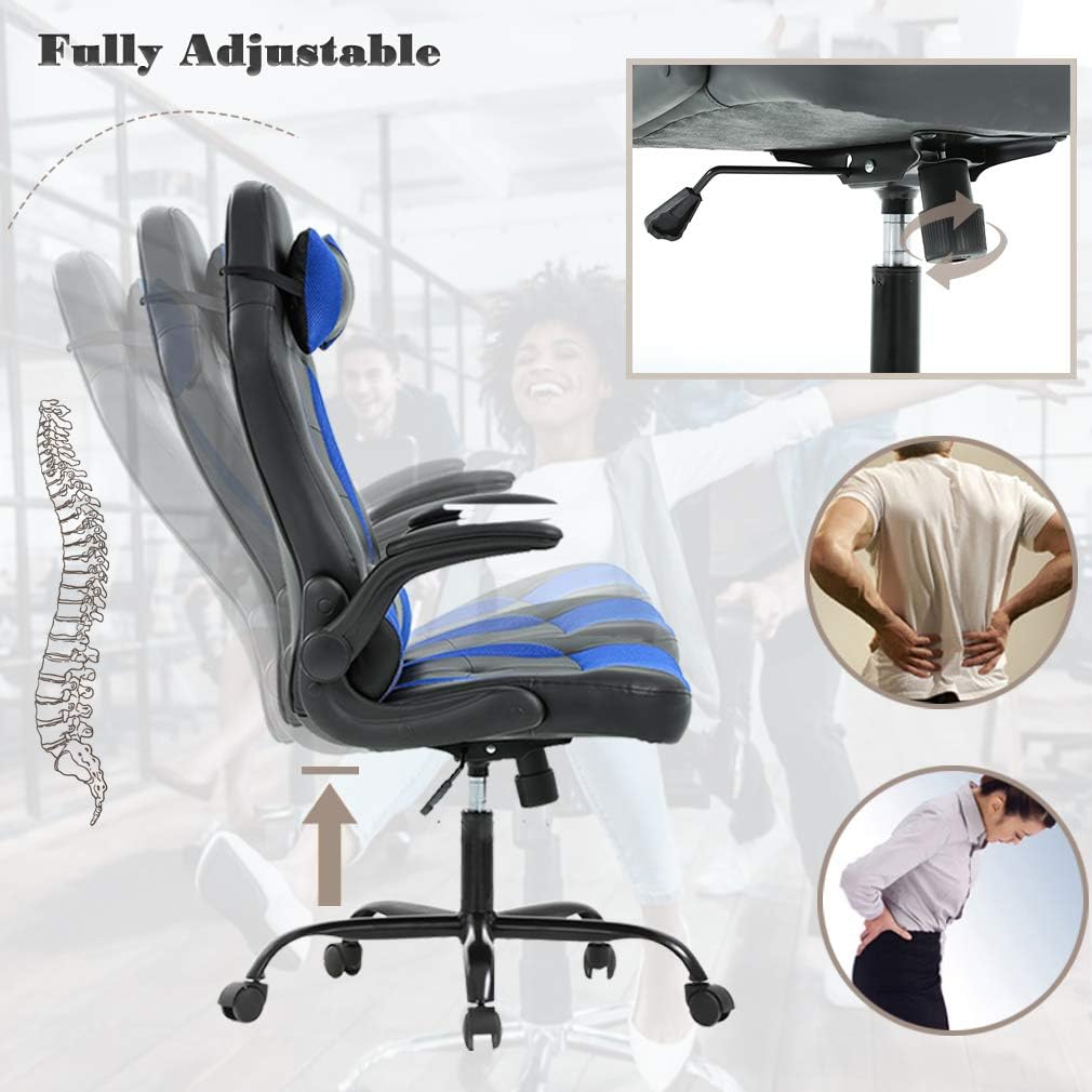 Adjustable High Back Racing Esports Chair (Blue)