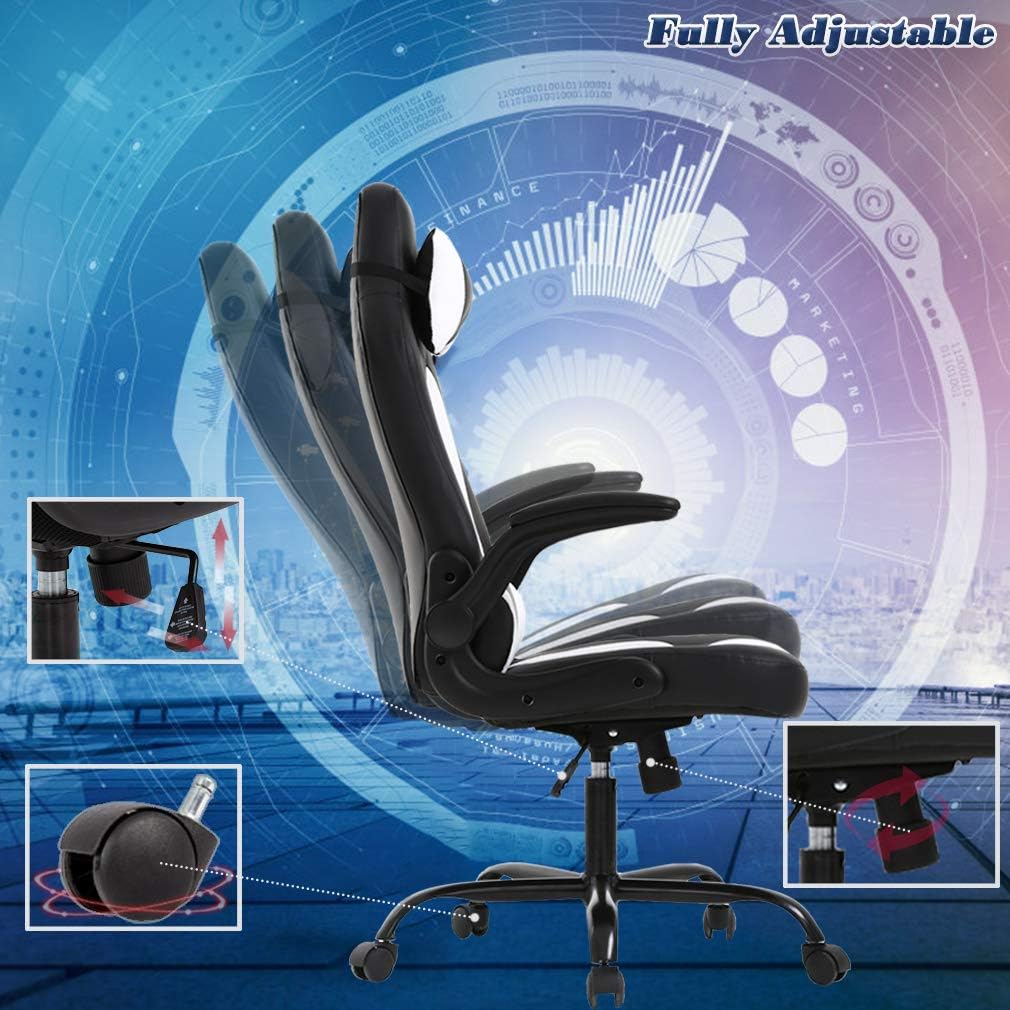 Adjustable High Back Racing Esports Chair (White)