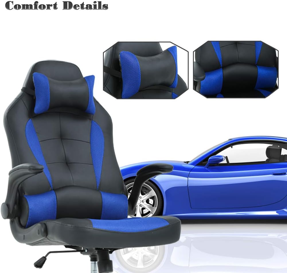 Adjustable High Back Racing Esports Chair (Blue)
