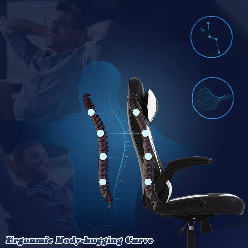 Adjustable High Back Racing Esports Chair (White)